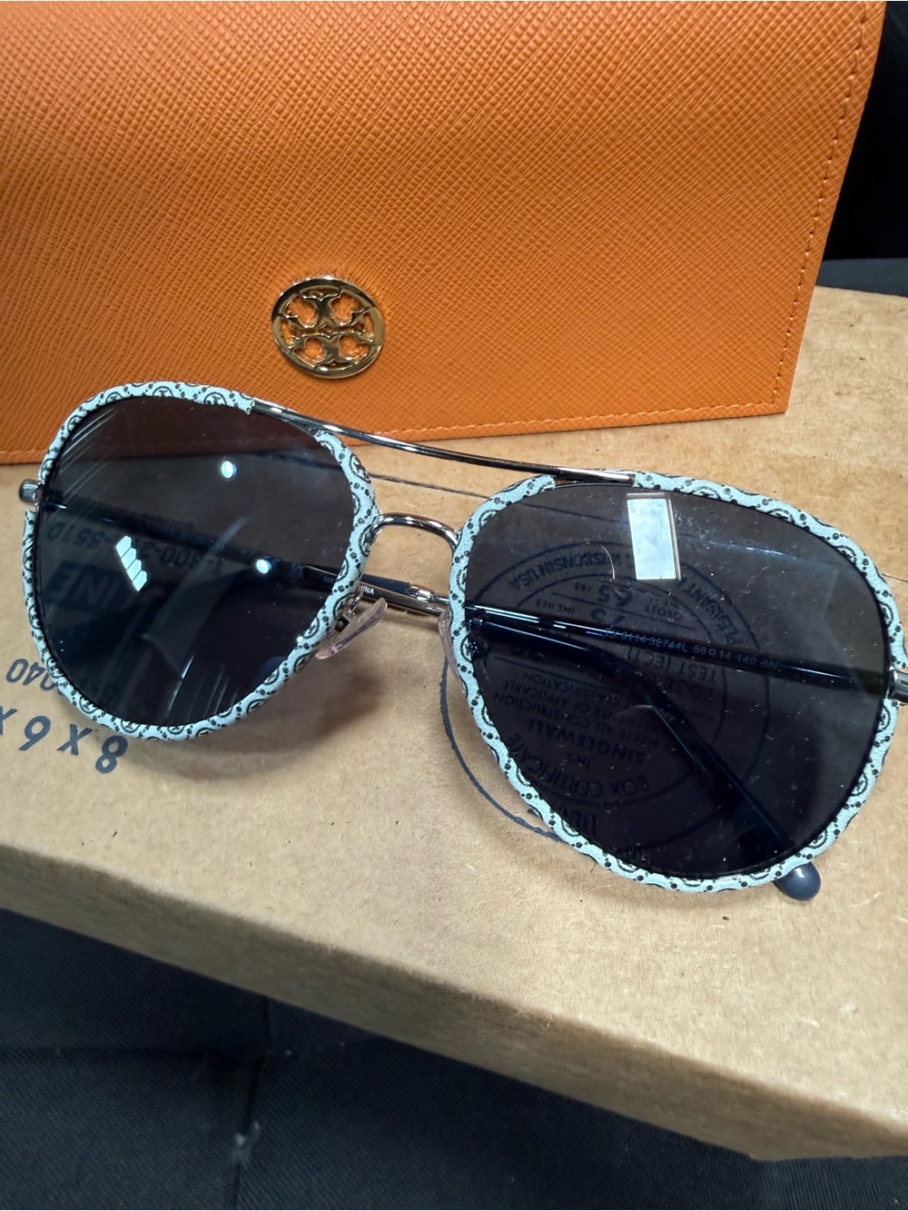Tory Burch Blue Logo Sunglass with White Logo